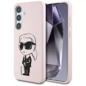 Husă MagSafe KARL LAGERFELD Silicone Graffiti Ikonik Printed Logo pentru Samsung Galaxy S25 - roz