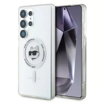 Husă MagSafe Karl Lagerfeld Button Choupette Head Printed Logo pentru Samsung Galaxy S25 Ultra, albă