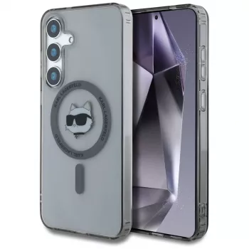 Husă MagSafe Karl Lagerfeld Button Choupette Head Printed Logo pentru Samsung Galaxy S25, neagră