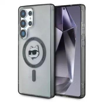 Husă MagSafe Karl Lagerfeld Button Choupette Head Printed Logo pentru Samsung Galaxy S25 Ultra, neagră