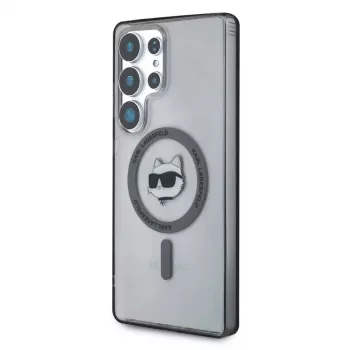 Husă MagSafe Karl Lagerfeld Button Choupette Head Printed Logo pentru Samsung Galaxy S25 Ultra, neagră