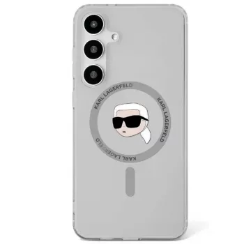 Husă MagSafe KARL LAGERFELD Button Karl Head Printed Logo pentru Samsung Galaxy S25, neagră
