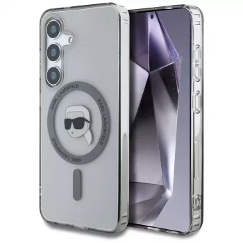 Husă MagSafe KARL LAGERFELD Button Karl Head Printed Logo pentru Samsung Galaxy S25, neagră