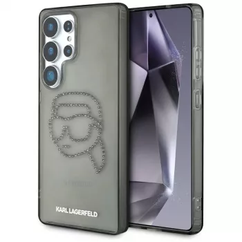 Husă Karl Lagerfeld Rhinestones Karl Head Logo pentru Samsung Galaxy S25 Ultra neagră