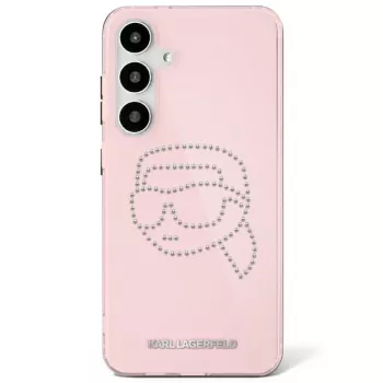 Husă Karl Lagerfeld Rhinestones Karl Head Logo pentru Samsung Galaxy S25 (roz)