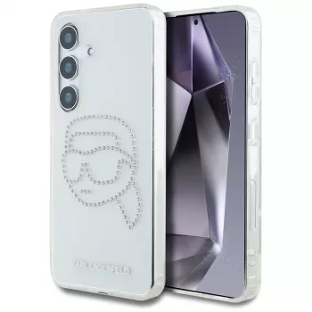 Husă Karl Lagerfeld Rhinestones Karl Head Logo pentru Samsung Galaxy S25 (transparent)
