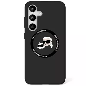 Husă MagSafe Karl Lagerfeld Silicone DoubleHeads And Circle pentru Samsung Galaxy S25, neagră
