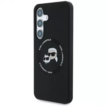 Husă MagSafe KARL LAGERFELD Silicone DoubleHeads & Circle pentru Samsung Galaxy S25+ - neagră