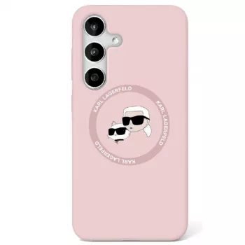 Husă MagSafe Karl Lagerfeld Silicone DoubleHeads & Circle pentru Samsung Galaxy S25 Ultra, roz