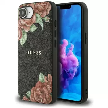 Husă MagSafe Guess 4G Flowers Print pentru iPhone 16e / 17e neagră