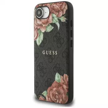 Husă MagSafe Guess 4G Flowers Print pentru iPhone 16e / 17e neagră