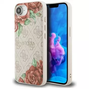 Husă MagSafe Guess 4G Flowers Print pentru iPhone 16e / 17e roz
