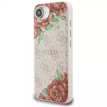 Husă MagSafe Guess 4G Flowers Print pentru iPhone 16e / 17e roz