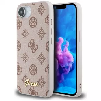 Husă MagSafe Guess Peony Script Logo pentru iPhone 16e / 17e maro