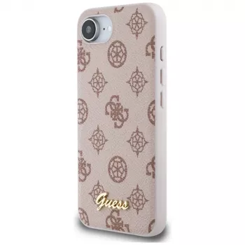 Husă MagSafe Guess Peony Script Logo pentru iPhone 16e / 17e maro