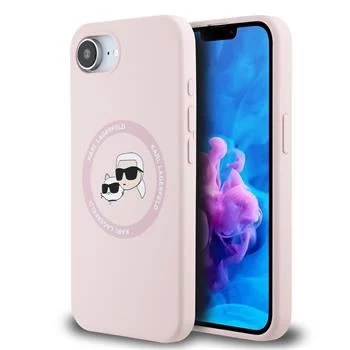 Husă MagSafe Karl Lagerfeld Silicone Karl & Choupette Heads pentru iPhone 16e / 17e roz