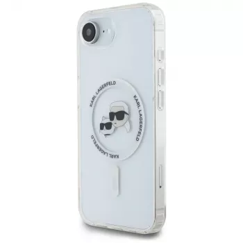 Husă MagSafe KARL LAGERFELD IML Metal Karl & Choupette Heads pentru iPhone 16e/17e albă
