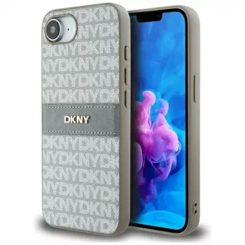 Husă DKNY Repeat Texture Pattern with Tonal Stripe pentru iPhone 16e / 17e bej