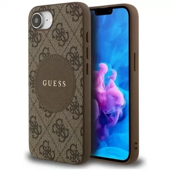 Husă MagSafe Guess 4G Circle Classic Logo pentru iPhone 16e (maro)