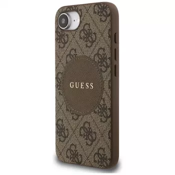 Husă MagSafe Guess 4G Circle Classic Logo pentru iPhone 16e (maro)