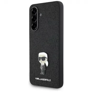 Husă spate Karl Lagerfeld Fixed Glitter Ikonik Logo Metal Pin pentru Samsung Galaxy A56 5G (neagră)
