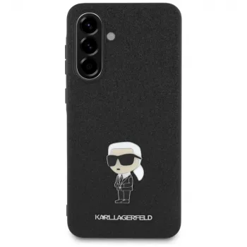 Husă spate Karl Lagerfeld Fixed Glitter Ikonik Logo Metal Pin pentru Samsung Galaxy A56 5G (neagră)