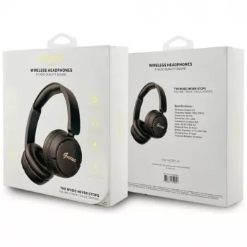 Căști over-ear wireless Guess Metal Logo Script Bluetooth 5.3, negre