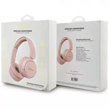 Căști on-ear wireless Guess Metal Logo Script Bluetooth 5.3 (roz)