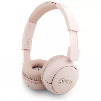 Căști on-ear wireless Guess Metal Logo Script Bluetooth 5.3 (roz)
