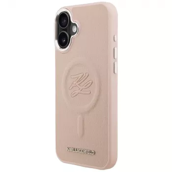 Husă Karl Lagerfeld Initial & Metal Logo MagSafe pentru iPhone 16 Plus roz