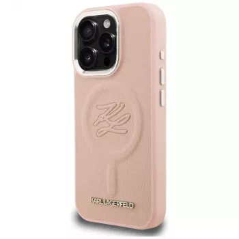 Husă KARL LAGERFELD Initial & Metal Logo MagSafe pentru iPhone 16 Pro Max roz