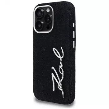 Husă KARL LAGERFELD FW Jeans Signature Logo pentru iPhone 16 Pro Max, neagră