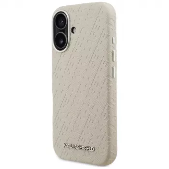 Husă Karl Lagerfeld FW Stamped KarlMagSafe pentru iPhone 16 bej