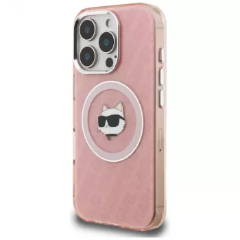 Husă Karl Lagerfeld IML Choupette Head Logo MagSafe pentru Apple iPhone 16 Pro, roz