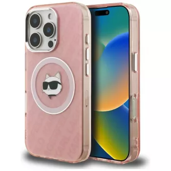 Husă Karl Lagerfeld IML Choupette Head Logo MagSafe pentru Apple iPhone 16 Pro Max, roz