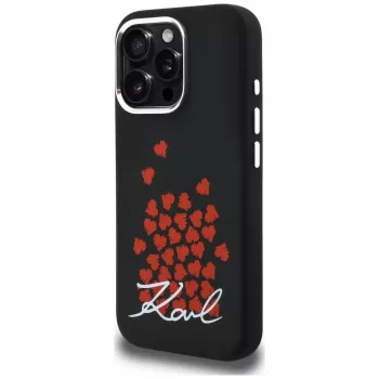 Husă Karl Lagerfeld Silicone Heart SignLogo MagSafe pentru iPhone 16 Pro neagră
