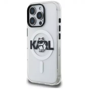 Husă MagSafe KARL LAGERFELD IML Choupette Sketch Logo pentru iPhone 16 Pro Max, transparentă