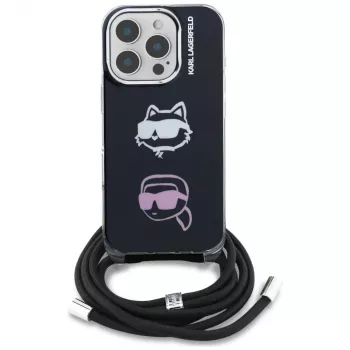 Husă crossbody KARL LAGERFELD IML pentru iPhone 16 Pro, neagră