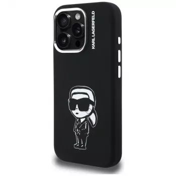 Husă MagSafe KARL LAGERFELD din silicon Karl Sketch pentru Apple iPhone 16 Pro Max, neagră