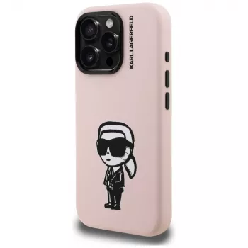 Husă MagSafe KARL LAGERFELD din silicon Karl Sketch pentru iPhone 16 Pro Max, roz