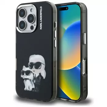 Husă de protecție KARL LAGERFELD IML Aquarelle pentru Apple iPhone 16 Pro - neagră
