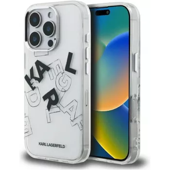 Husă Karl Lagerfeld IML Sketched Graphic pentru iPhone 16 Pro, transparentă