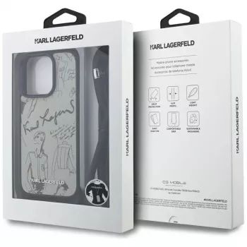 Husă crossbody Karl Lagerfeld cu model granulat & logo pentru iPhone 16 Pro Max, gri