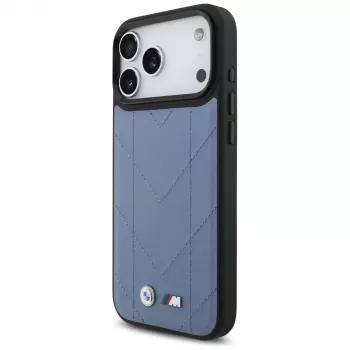 Husă MagSafe BMW M Quilted Logo pentru iPhone 17 Pro Max, albastră