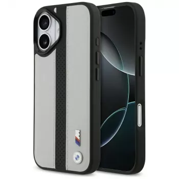 Husă MagSafe BMW M Perforated Stripe Logo pentru Apple iPhone 17, gri