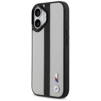 Husă MagSafe BMW M Perforated Stripe Logo pentru Apple iPhone 17, gri