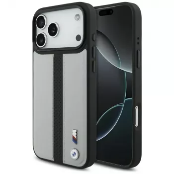 Husă MagSafe BMW M Perforated Stripe Logo pentru iPhone 17 Pro Max, gri