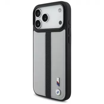 Husă MagSafe BMW M Perforated Stripe Logo pentru iPhone 17 Pro Max, gri