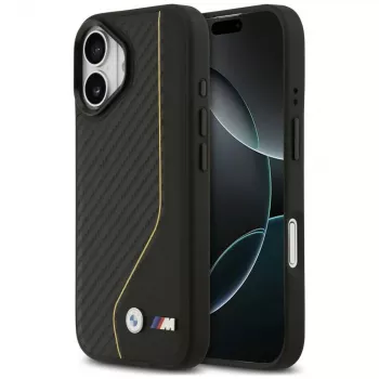 Husă MagSafe BMW M Carbon Line & Logo pentru iPhone 17, galbenă