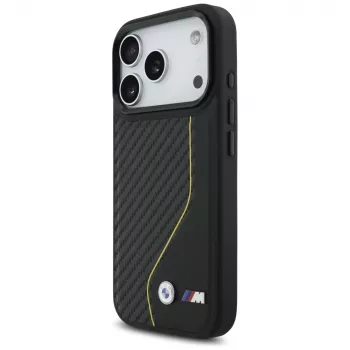 Husă MagSafe BMW M Carbon Line & Logo pentru iPhone 17 Pro, galbenă
